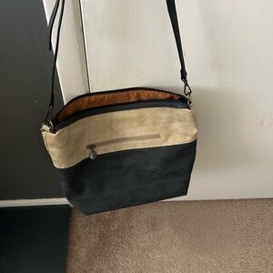 Two-Tone Black and Tan  Shoulder Bag